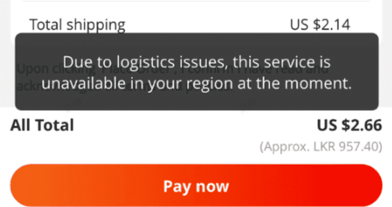 Error - If you can't place an order on Aliexpress