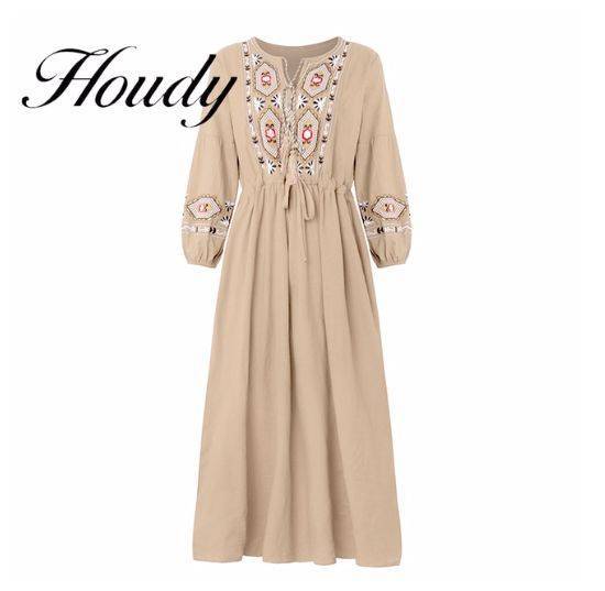 Long dress with embroidery