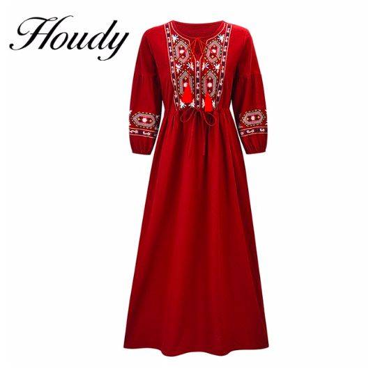 Long dress with embroidery