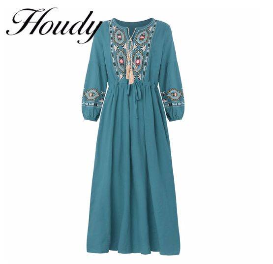 Long dress with embroidery