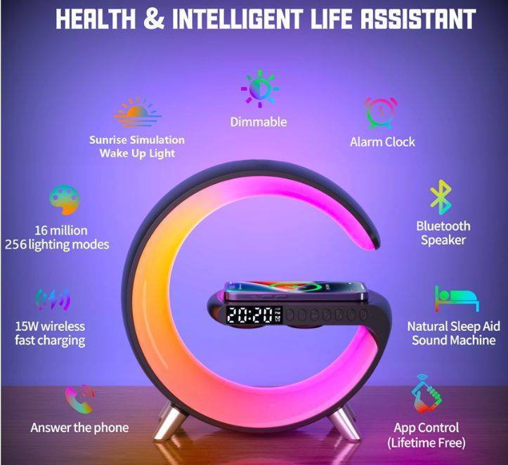 Bluetooth alarm clock and charging station for iPhone 13 14 Samsung on Aliexpress