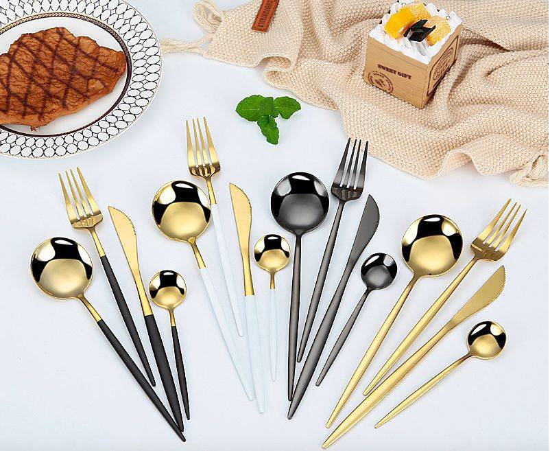 Gold Glossy Stainless Steel Cutlery Set at Aliexpress