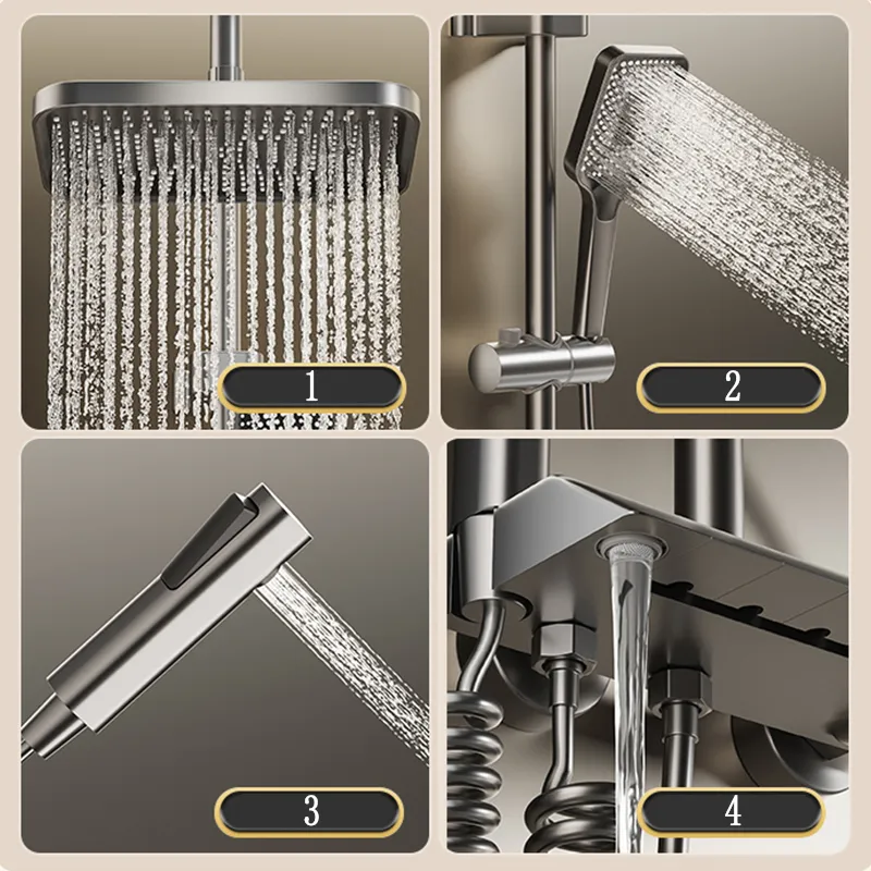 Shower set full set black white gray and LED digital display