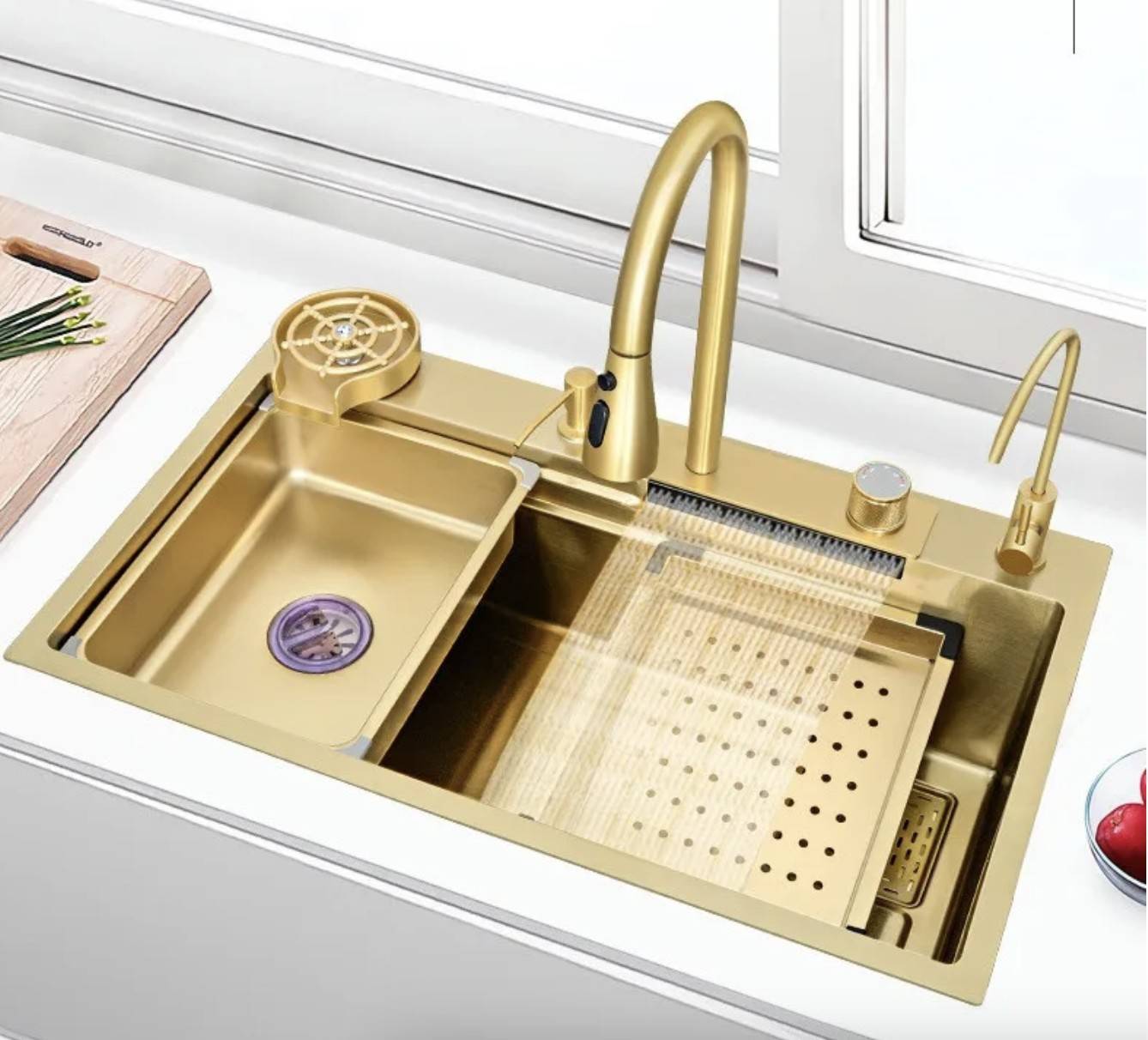 Stylish waterfall kitchen sink stainless steel stainless steel Gold