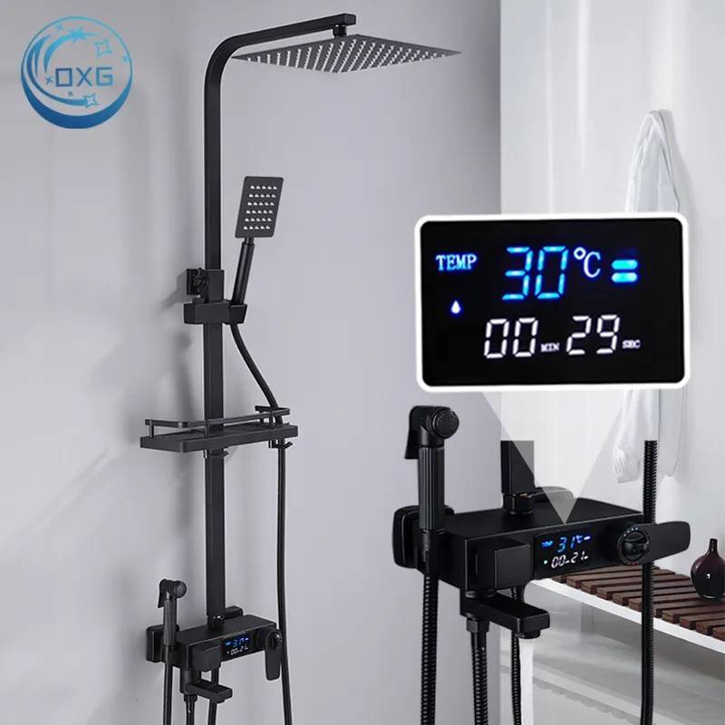 Thermostatic shower mixer OXG Brass digital display rain shower