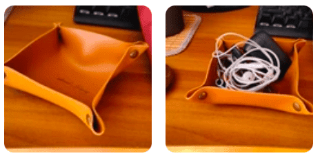 Hermes style leather key storage tray and jewelry cosmetics