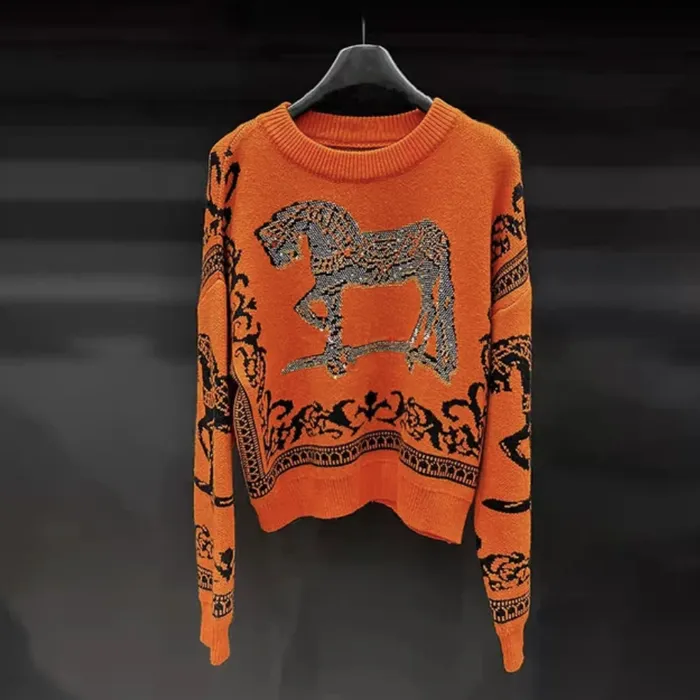 Luxury Brand Horse Sweater for Women