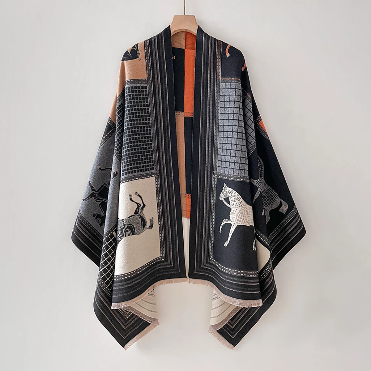 Shawl Plaid Farah Velvet Luxury Brand with Horse