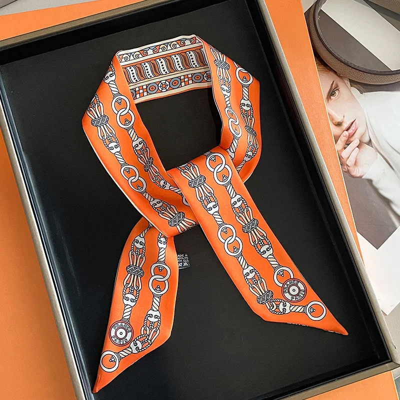 Silk Scarf Ribbon on Bag for Women Handkerchief Luxury Style 2024