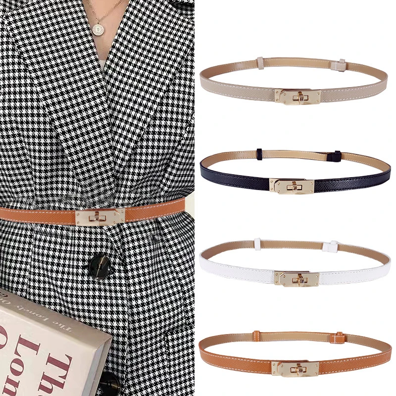 Slim Belt Women's Luxury Hermes Design Adjustable Metal Buckle
