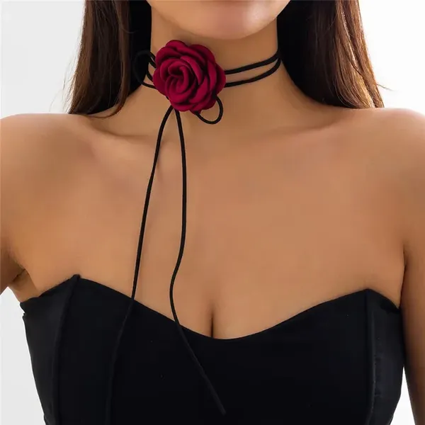 Gothic Large Rose Flower Choker Necklace for Women in Style CHANEL