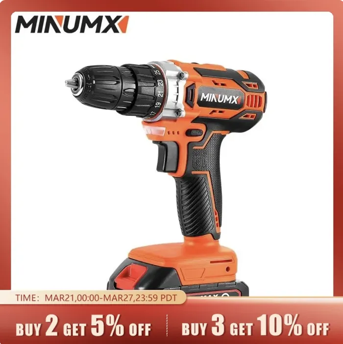 Taladro sin cable MINUMX 20V 40 N.m 25 más 1 atornillador eléctrico