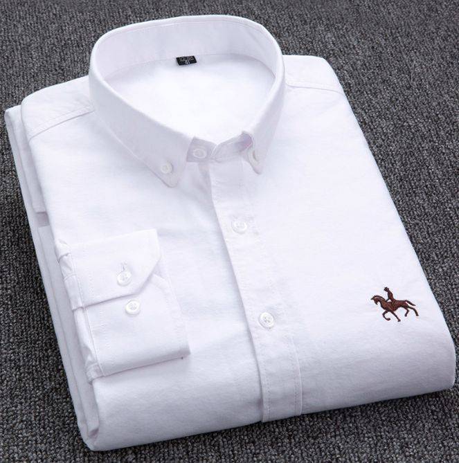 Men Long Sleeve Shirt 100% Cotton Oxford with Logo Horse on Aliexpress