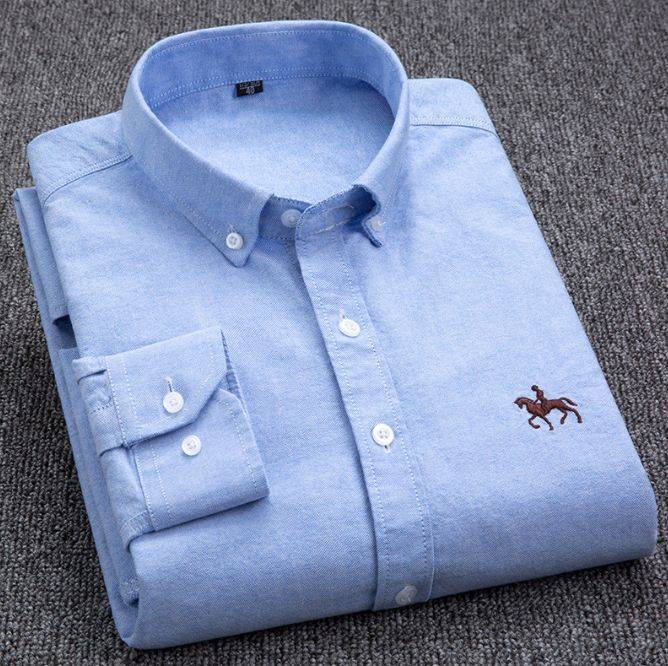 Men Long Sleeve Shirt 100% Cotton Oxford with Logo Horse on Aliexpress