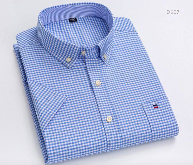 Men's short sleeve plaid shirt 100% cotton on Aliexpress