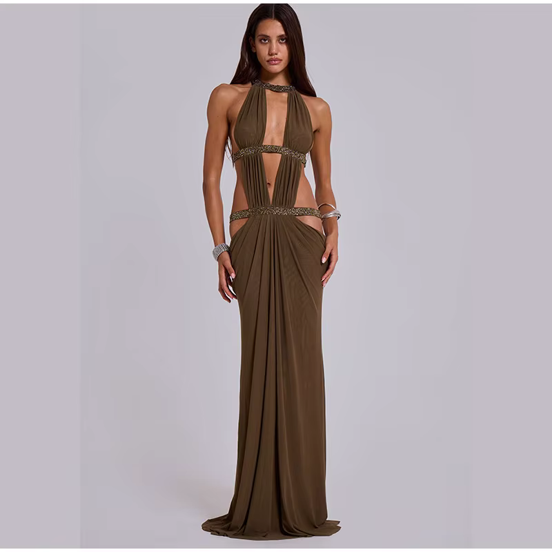 Beainmmry Women's Dress Open back highlights graceful lines, Long flowing skirt, Elegant and charming from Aliexpress
