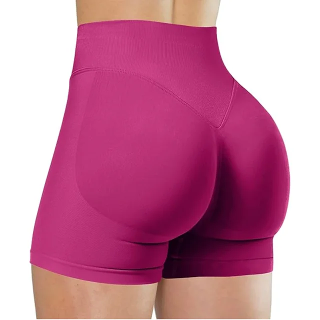 Summer High Waist Yoga Shorts, Fashionable and Sexy Fitness Running Pants, Solid Color Yoga Leggings